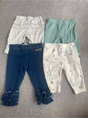 4 pack 3 month girls Matilda Jane denim ruffle pants and Carter’s pants